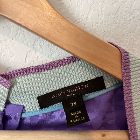 Louis Vuitton Gold Purple Metallic Jacquard Button-Back Top Women's Size 38 US 6 - Picture 5 of 8